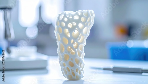 3D Printed Medical Implant with Lattice Structure on Table