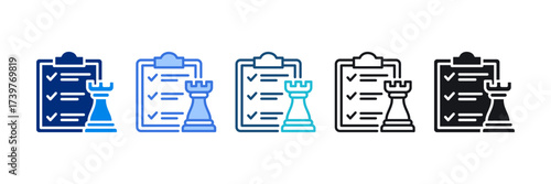 Strategy Icon Set Multiple Style Vector Illustration 