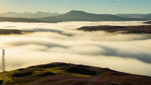 mountain landscape in the morning footage