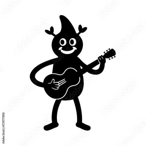 funny comedy face musician full body cartoon illustration