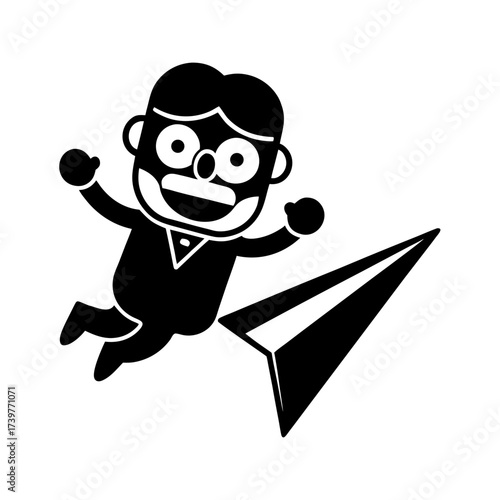 funny comedy face pilot full body cartoon vector art