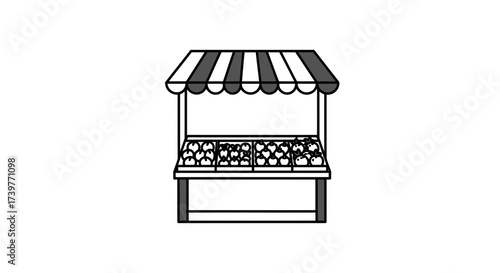 Market Stall Icon – Fresh Fruit Vegetable Shop Symbol