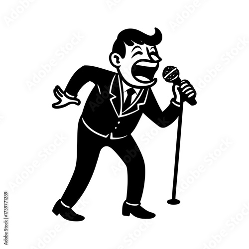 funny comedy face singer full body cartoon vector art