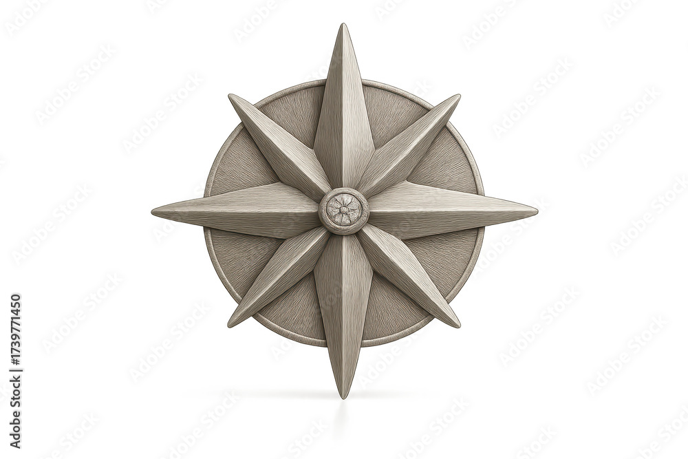 Fototapeta premium Detailed compass rose navigation symbol isolated on transparent background