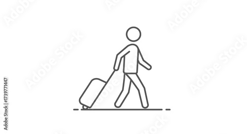 Traveler Icon with Suitcase – Minimal Line Art Symbol