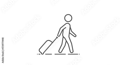 Traveler Icon with Suitcase – Minimal Line Art Symbol