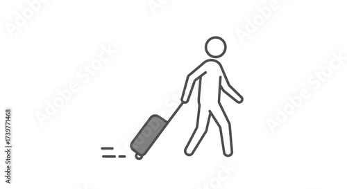 Traveler Icon with Suitcase – Minimal Line Art Symbol