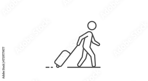 Traveler Icon with Suitcase – Minimal Line Art Symbol