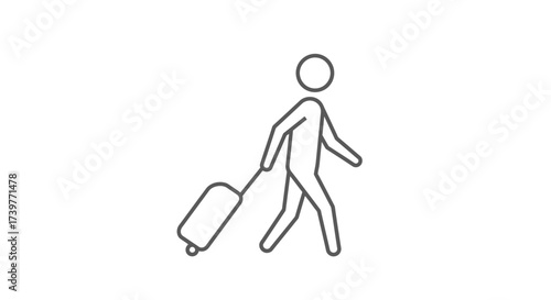 Traveler Icon with Suitcase – Minimal Line Art Symbol