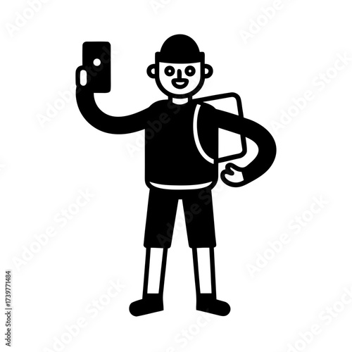 funny comedy face tourist full body cartoon vector illustration