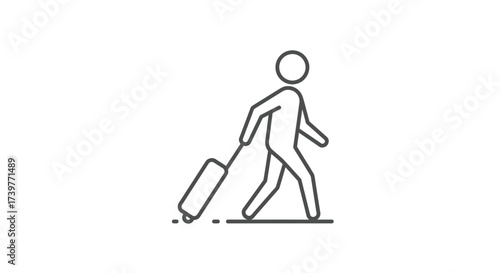Traveler Icon with Suitcase – Minimal Line Art Symbol