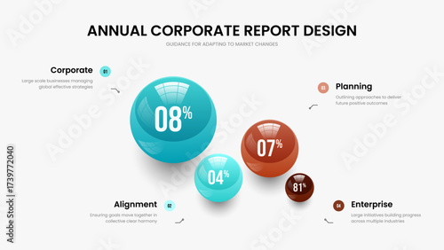 Product Growth Slide Design Vector Illustration. Sales Introduction Four Element Graph Frame Template. Minimalist Campaign 4 Step Chart Presentation Layout.