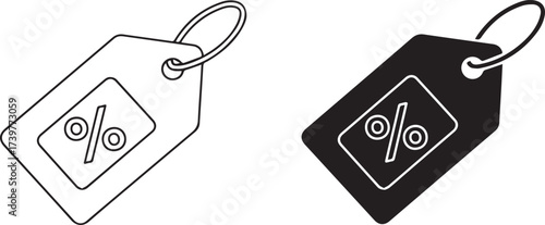Vector art of two price tags with a percentage sign sale and discount
