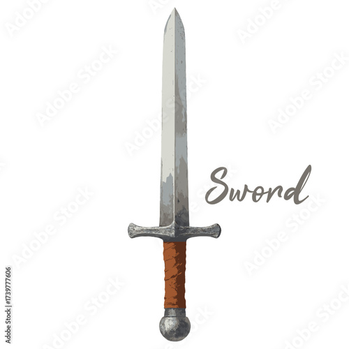 sword in watercolor illustration style, isolated vector on white background