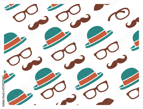 Trendy hipster accessories seamless pattern repeating on white background design