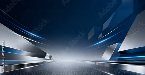 Futuristic Metallic Abstract Background with Geometric Shapes