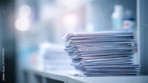 Stack of Precisely Folded Pharmaceutical Leaflets on a Shelf