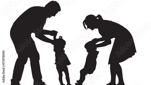 Elegant black dress silhouette on white background ideal for fashion design