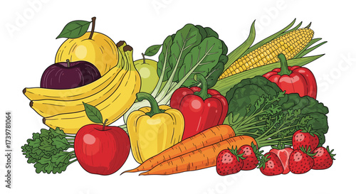 A vibrant assortment of fresh fruits and vegetables makes a healthy meal choice.