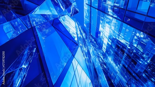 Abstract Blue Cityscape Night Modern Architecture Building