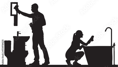 Minimalist Black and White Abstract Illustration with Unusual Shapes and Edges