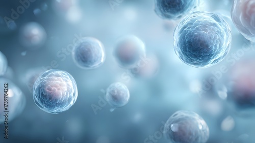 Wallpaper Mural Microscopic Blue Biological Cells in Focus – Abstract Science and Medical Background Concept for Biotechnology and Microbiology Research Torontodigital.ca