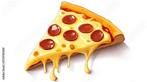 Delicious Pepperoni Pizza Slice Illustration, Food Art, Colorful Design, Whimsical Style, Graphic Design