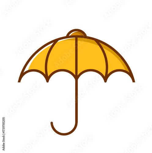 Yellow Rain Umbrella Icon Illustration Isolated on White Background