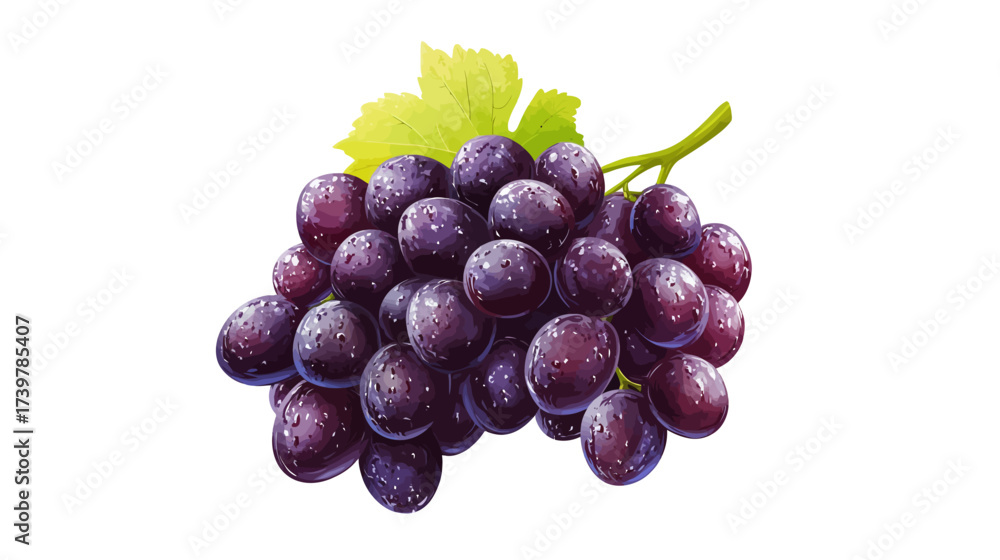 Fototapeta premium Fresh Grapes Bunch, Nature Scene, Food Illustration, Vibrant Colors, Flat Design Style