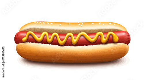 Delicious Hot Dog Vector Illustration, Food Design, Graphic Art, Colorful Style, Playful Environment