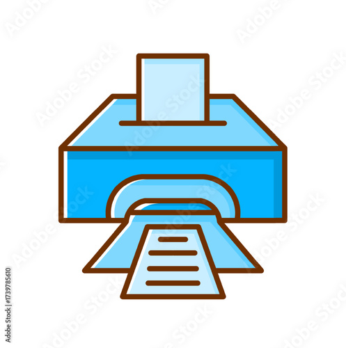 Blue Printer Machine Icon Illustration Isolated on White Background