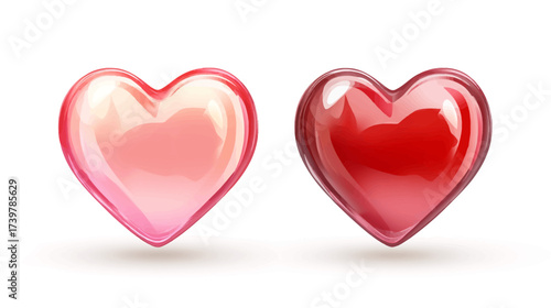 Glossy Heart Icons for Valentine’s Day Celebration in a Digital Environment