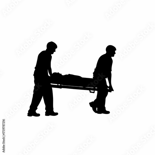 Two People Carrying Stretcher Silhouette