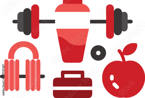 Fitness gym icons pack scalable vector illustration for health and wellness designs