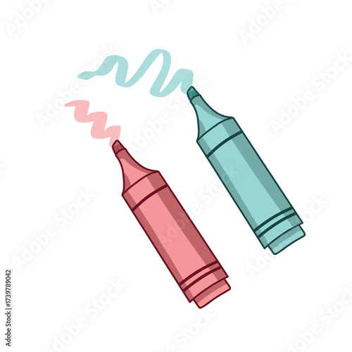 Bright vector illustration of blue and pink text separators. Creative hobby, art material, office work
