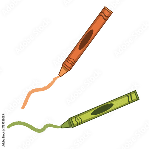 bright vector illustration of artistic wax crayons. Painting with acrylics and oils. Creative hobby, artistic material