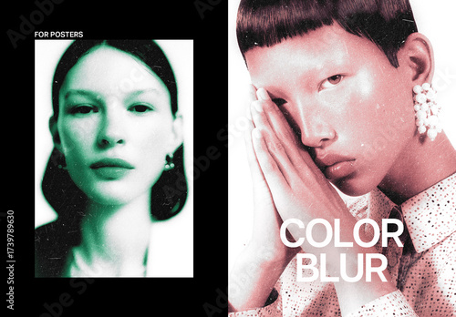Glow Blur Poster Photo Effect Mockup