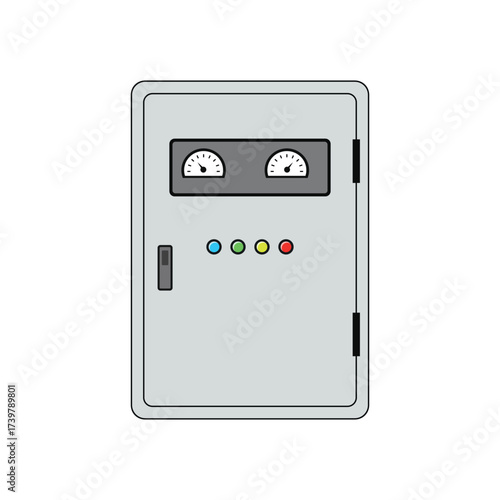 Electric cabinet icon png. Power control panel vector illustration. Energy distribution symbol. Industrial voltage safety sign. Transformer circuit network concept. png