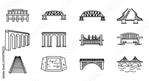 Architectural Bridges Line Art Collection
