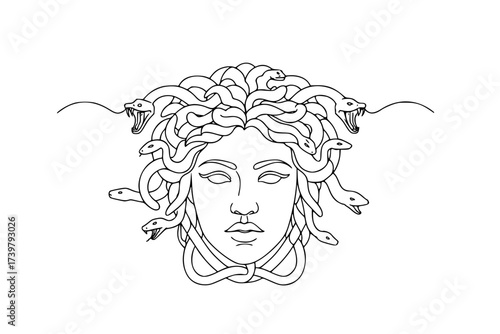 Vector Fine Line: Simple Medusa Head Sketch	