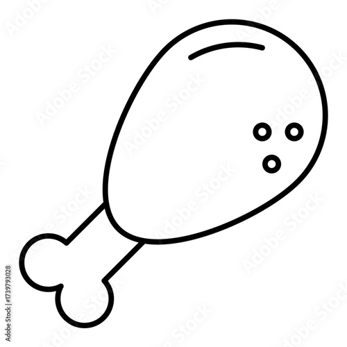fried chicken drumstick line icon with editable stroke