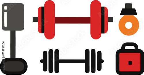 Fitness and gym icons pack detailed vector illustration scalable eps file