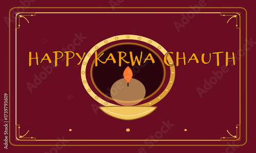 Karwa Chauth Greeting with Traditional Lamp