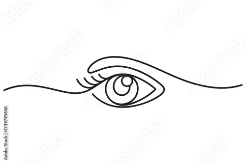 Eye sign in continuous single line drawing style. Line art of human eye sign. one line Icon drawing with white background