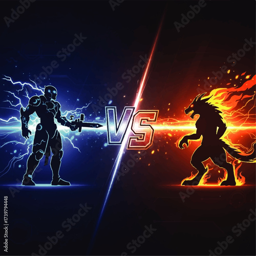 Epic Battle Showdown Futuristic Warrior vs