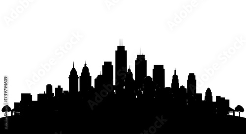 Cityscape Silhouette Urban Skyline in Dark Shade