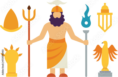 Collection of greek gods symbols vector illustration scalable eps icon art