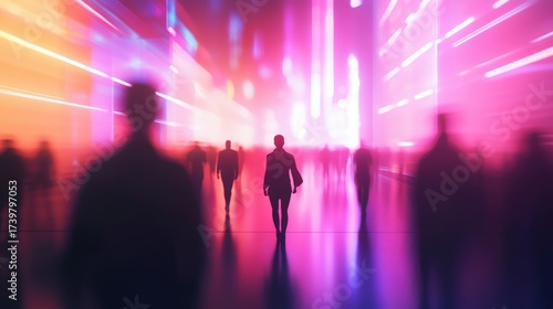 Wallpaper Mural Futuristic Blurred Demonstration with Neon Signs and Soft Diffuse Lighting Silhouettes Torontodigital.ca