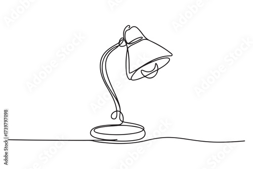Continuous one line drawing of a study lamp isolated. one line Icon drawing with white background