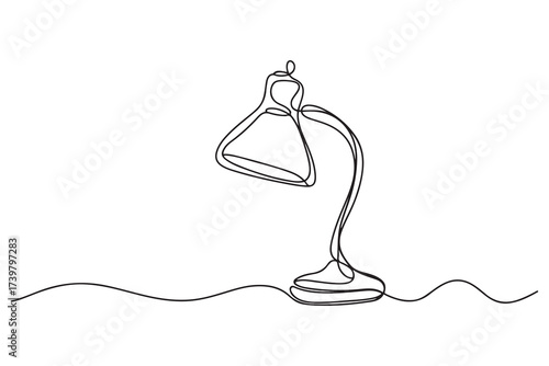 Continuous one line drawing of a study lamp isolated. one line Icon drawing with white background